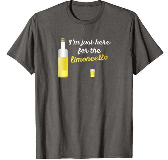 Cool grey man t-shirt featuring a bottle of limoncello