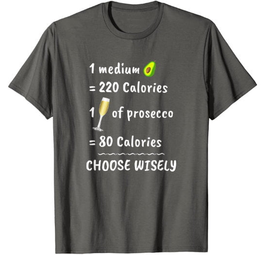Cool grey man t-shirt with funny quote on prosecco and diet