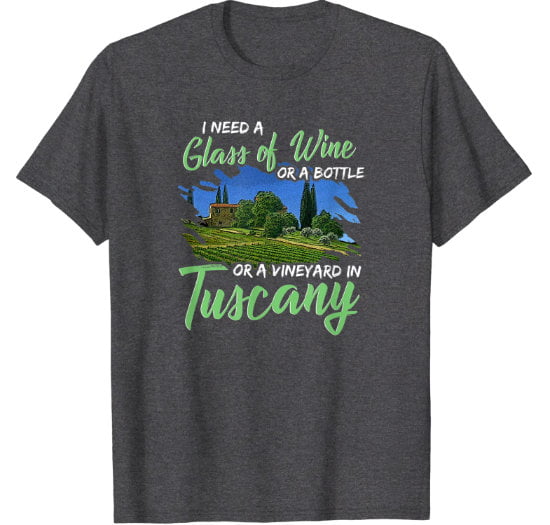 Man heather grey t-shirt with funny Italian wine slogan