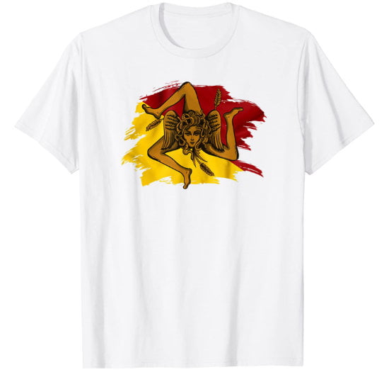Cool white t-shirt for man featuring the Sicilian flag